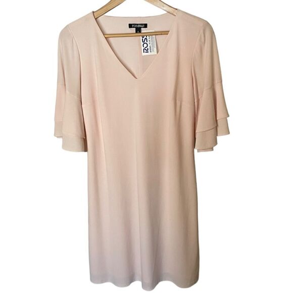 New Blush Pink Short Sleeve Dress with Flutter Sleeves - Size Small - Picture 1 of 4
